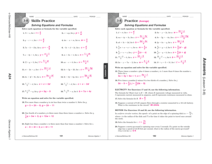 Glencoe algebra 1 chapter 1 answer key