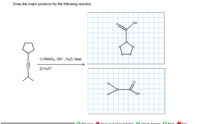 Draw the major products for the reaction shown